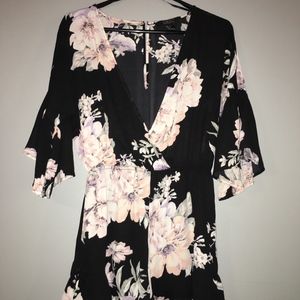 Forever 21 | Floral Pink & Black Romper
